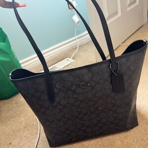 Coach Dark Gray Signature Tote